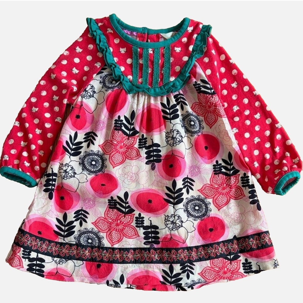 Matilda Jane Baby Girls Floral Polka Dot Ruffle Dress 12-18 Months